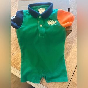Polo by Ralph Lauren boy 9 months romper, Polo - Green, Orange, and Blue